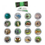 Espanha coleção de 16 moedas Animais em Via de Extinção 1,5€ Coloridas 2022 CN
